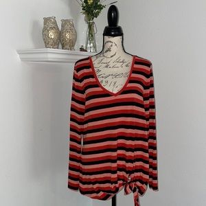 Comfy stretch Express stripped tie long sleeve shirt